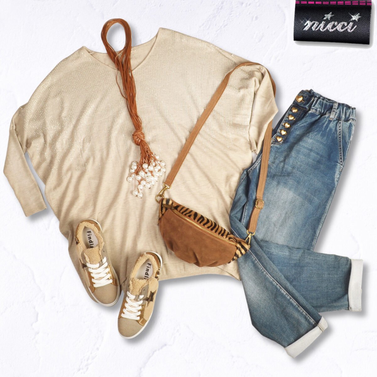Diamante oversized knit top