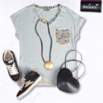 Animal print pocket foil detail top