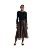 Check mesh maxi skirt