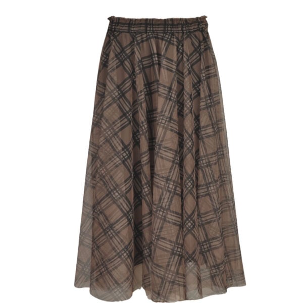Check mesh maxi skirt