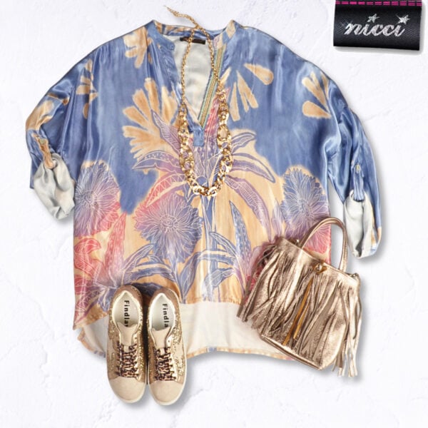 Palm tree silky hi-lo top