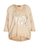 Silver foil overdyed batwing top