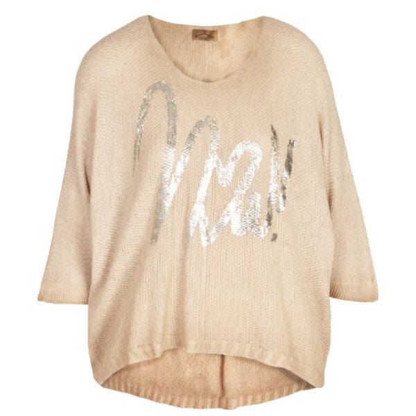 Silver foil overdyed batwing top