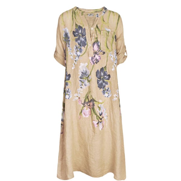 100% Linen floral print maxi dress