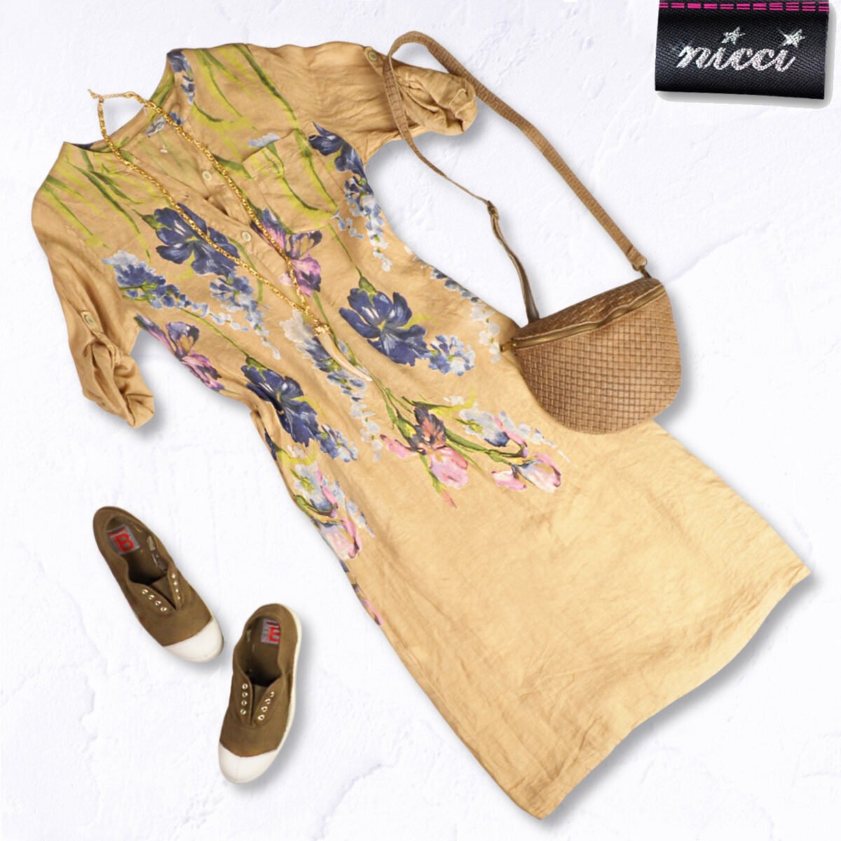 100% Linen floral print maxi dress