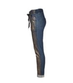 Gold foil print denim pants