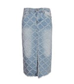 Frayed diamond denim skirt