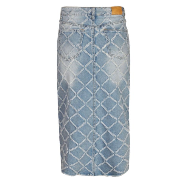 Frayed diamond denim skirt