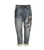 Diamante embroidered flower joggers