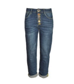 Square button denim style pants