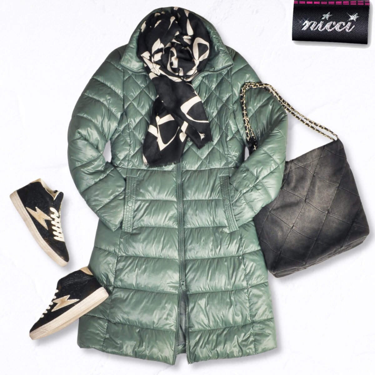 Zip up long puffer coat