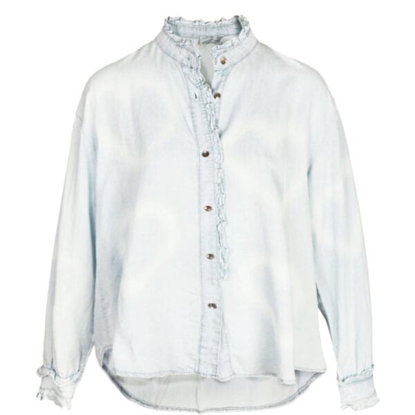 Frill detail tencel shirt