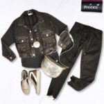 Textured crop denim jacket