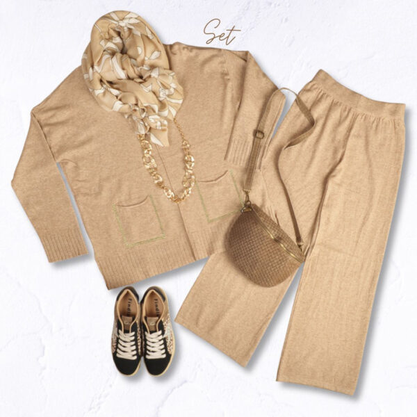 Diamante pocket top and pants set