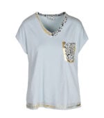 Animal print pocket foil detail top