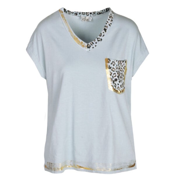 Animal print pocket foil detail top