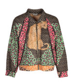 Leopard print suedette zip up jacket