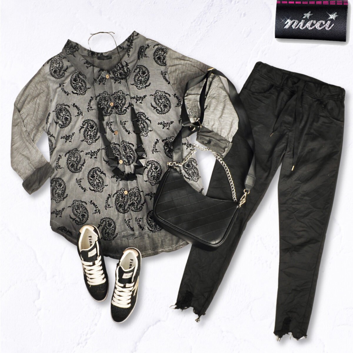 2-Textured flocked paisley oversized shirt