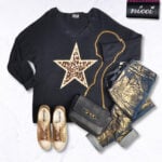 Glitter star animal print knit top