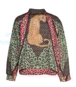 Leopard print suedette zip up jacket