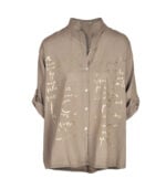Foil word print hi-lo shirt