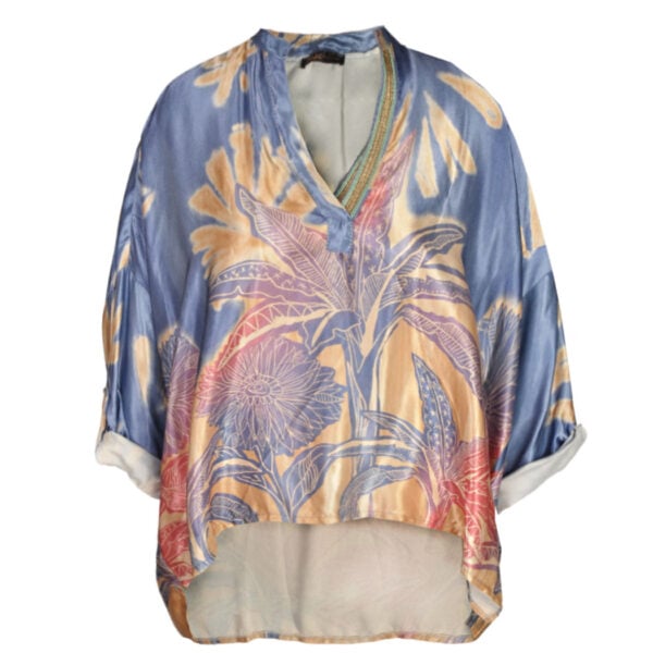 Palm tree silky hi-lo top