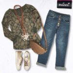 Square button denim style pants