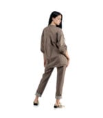 Foil word print hi-lo shirt