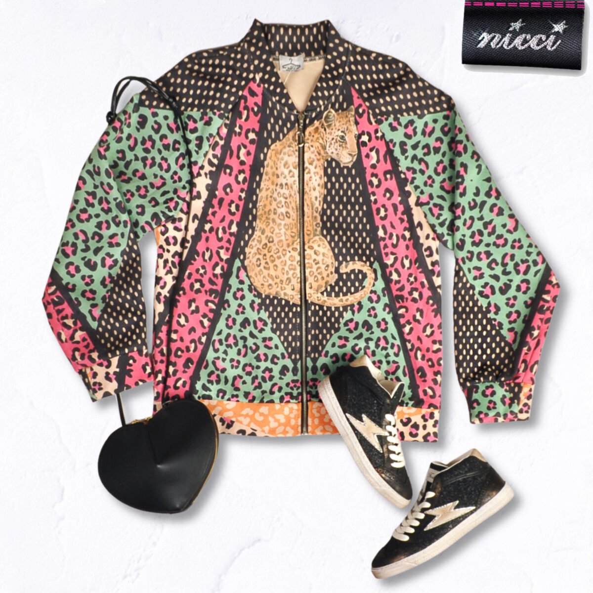 Leopard print suedette zip up jacket