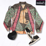 Leopard print suedette zip up jacket