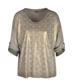2-Textured shimmer check knit top