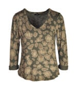 Ribbed animal print long sleeve top