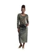 Ribbed animal print long sleeve top