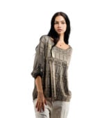 2-Textured geometric print knit top