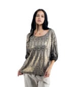 2-Textured geometric print knit top