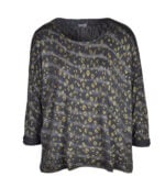Hi-lo wavy stripe animal print knit top