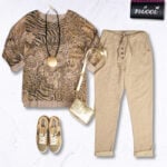 Floral animal print knit top