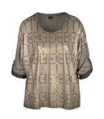 2-Textured geometric print knit top