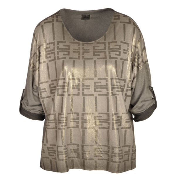 2-Textured geometric print knit top
