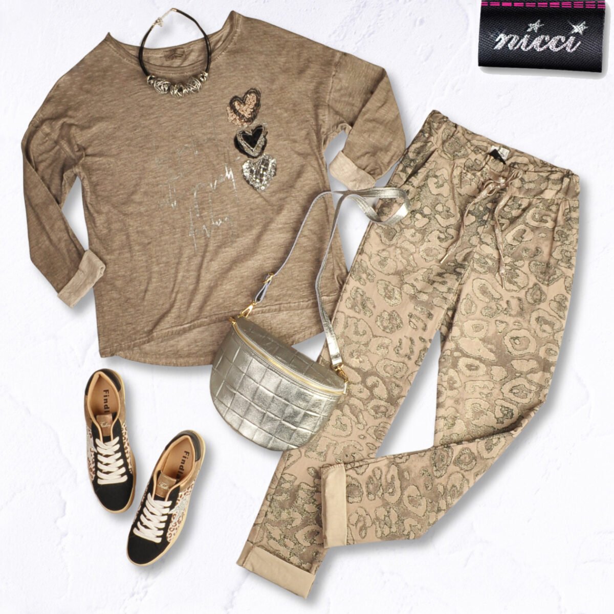 Leopard print shimmer pants