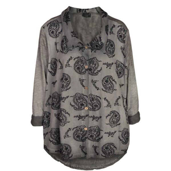 2-Textured flocked paisley oversized shirt