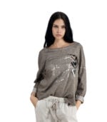 Foil sequin heart knit top