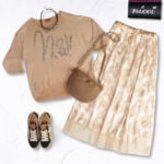 Silver foil overdyed batwing top