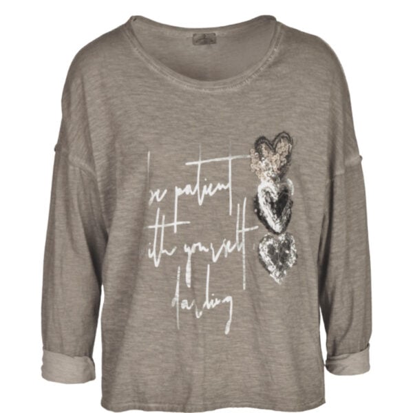 Foil sequin heart knit top