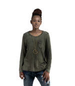 Back button detail knit top
