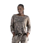 Floral animal print knit top