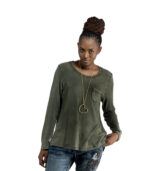 Back button detail knit top