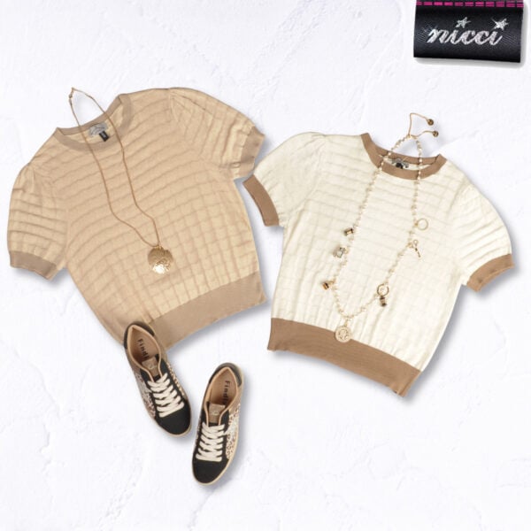 Heart print jacquard knit top