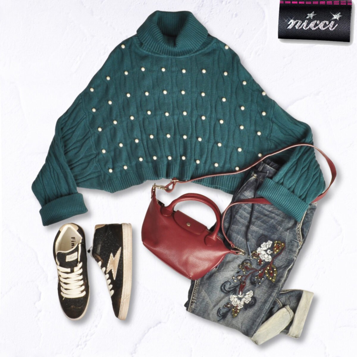 Pearly cable knit top