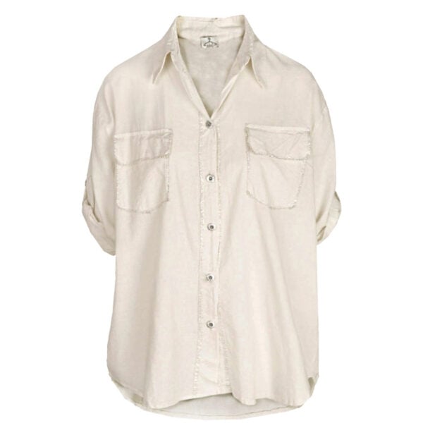 Lurex trim hi-lo oversized shirt